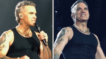 Robbie Williams levantó una camiseta argentina en pleno show y alentó por Lionel Messi: el video