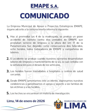 Comunicado de la Municipalidad de