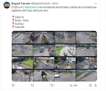 Tenga presente que cuatro salidas de Bogotá están con alto flujo vehicular - crédito @BogotaTransito/X
