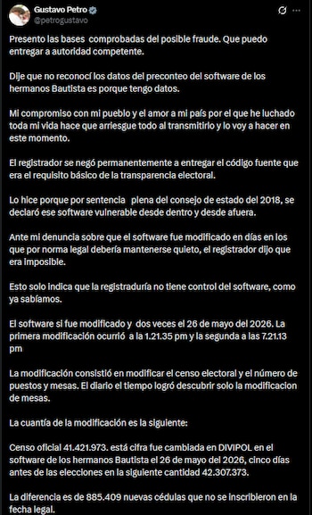 Gustavo Petro - crédito @petrogustavo/X
