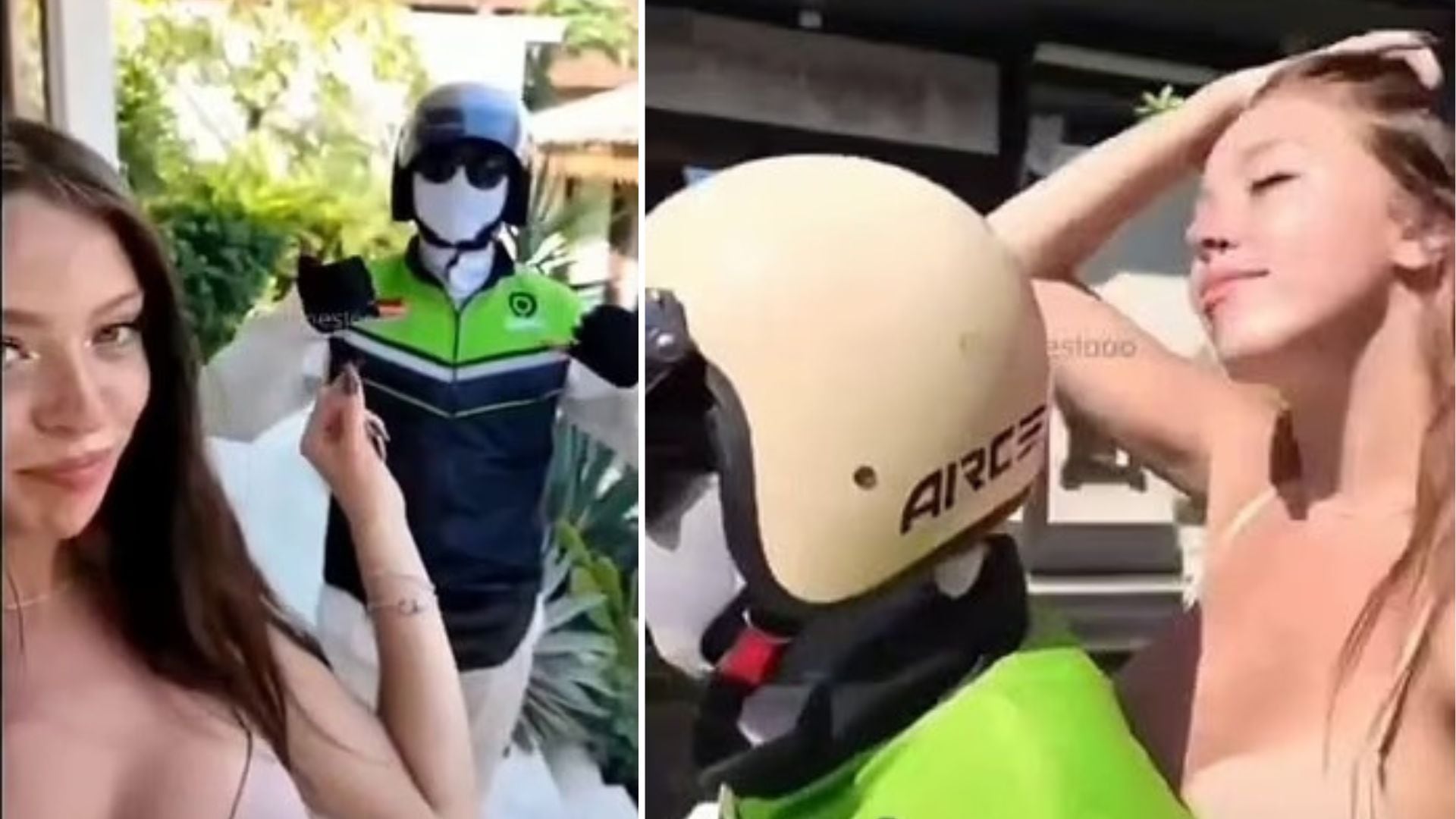 Uno de los implicados apareció en el video disfrazado como conductor de Gojek, un popular servicio de transporte en Indonesia.(Captura de video)