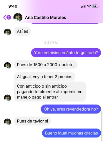 Revendedores para el concierto de