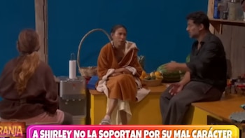 Momento tenso del debate grupal en ‘La Granja VIP’, con Pablo Heredia y Shirley Arica como protagonistas. YouTube.