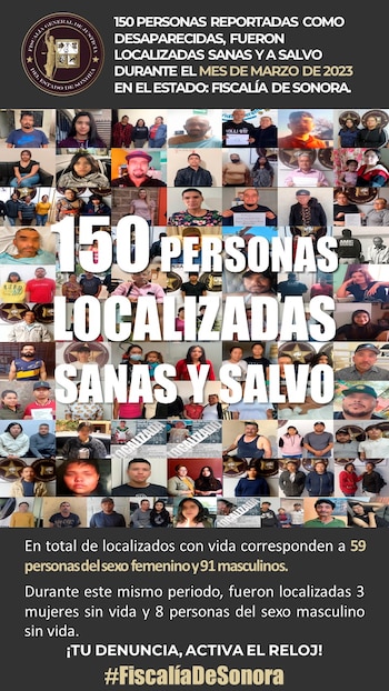Personas localizadas en Sonora (FGE)