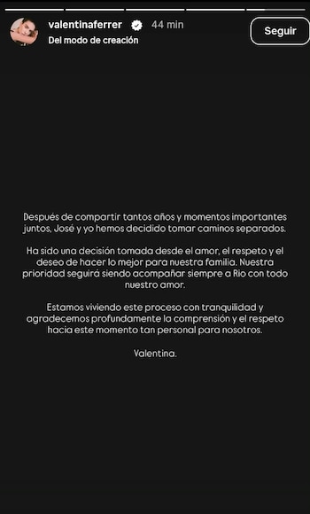 Valentina Ferrer confirmó en Instagram su separación de J Balvin y puso fin a las especulaciones sobre la pareja - crédito valentinaferrer / Instagram
