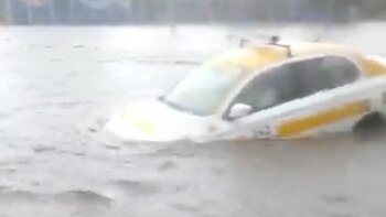 Una fuerte lluvia en Montevideo