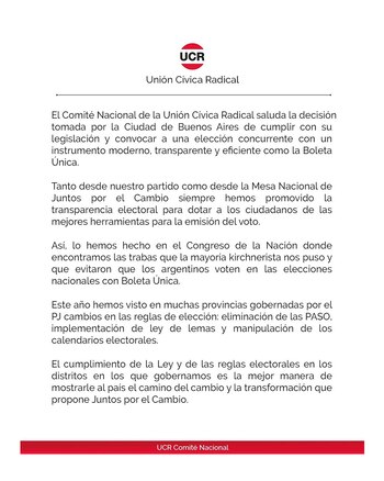 El comunicado de la UCR
