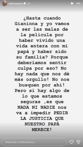 El furibundo comunicado de Dalma Maradona ante la actitud de su hermana Jana (Instagram)