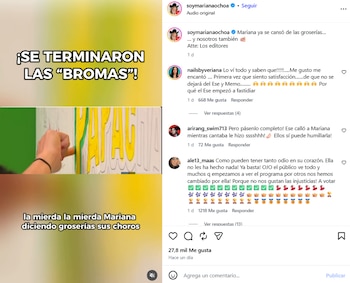 Los encargados de las redes sociales de Mariana Ochoa compartieron el fragmento de la conversación acompañado de un mensaje en el que cuestionaron los comentarios dirigidos hacia ella.