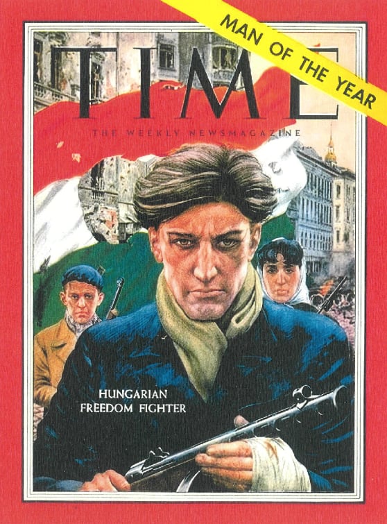 La portada de la revista Time designa al combatiente húngaro como figura del año tras la insurrección popular iniciada el 23 de octubre de 1956 en Hungría.
