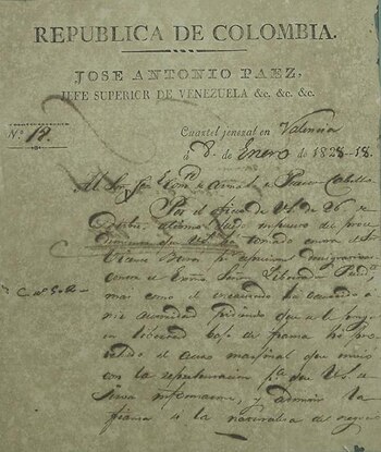 Carta de José Antonio Páez