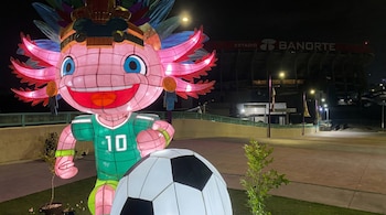 La figura del ajolote, símbolo reciente de la Ciudad de México, será reinstalada tras su retiro temporal debido a cuestiones de seguridad y protección civil. (Foto: Raúl A. González/Infobae México)