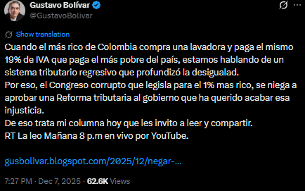 Gustavo Bolívar habló de la reforma tributaria y llamó al Congreso