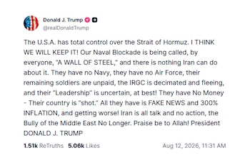 Mensaje de Donald Trump en Truth Social