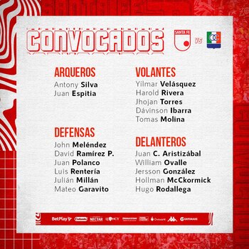 Convocatoria de Independiente Santa Fe - crédito Oficina de prensa de Independiente Santa Fe