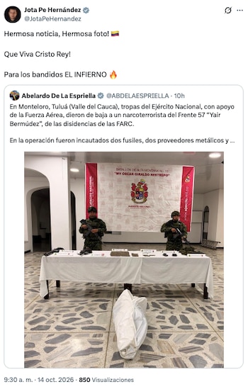 Jota Pe Hernández apoyó iniciativa de Abelardo de la Espriella contra las disidencias