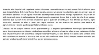 Mensaje de despedida de Silvana