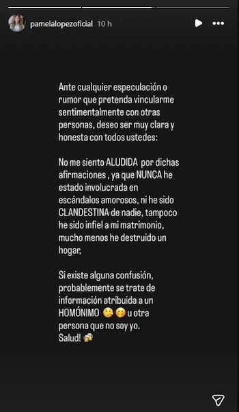Pamela López afirma que nunca
