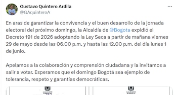 El Decreto 191 establece que la venta y el consumo de bebidas alcohólicas estarán prohibidos en la capital hasta el lunes 1 de junio al mediodía - crédito Gustavo Quintero/X