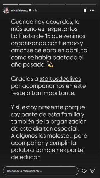 Mica Viciconte reafirmó su rol