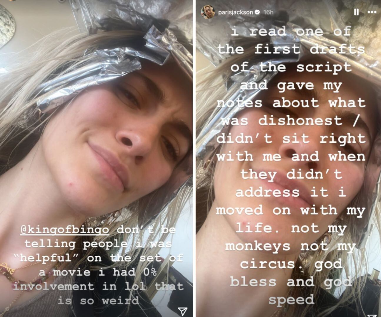 Paris Jackson se distanció del biopic “Michael” tras leer un borrador del guion que, según dijo, tenía elementos “deshonestos”. (Capturas: Instagram/ParisJackson)