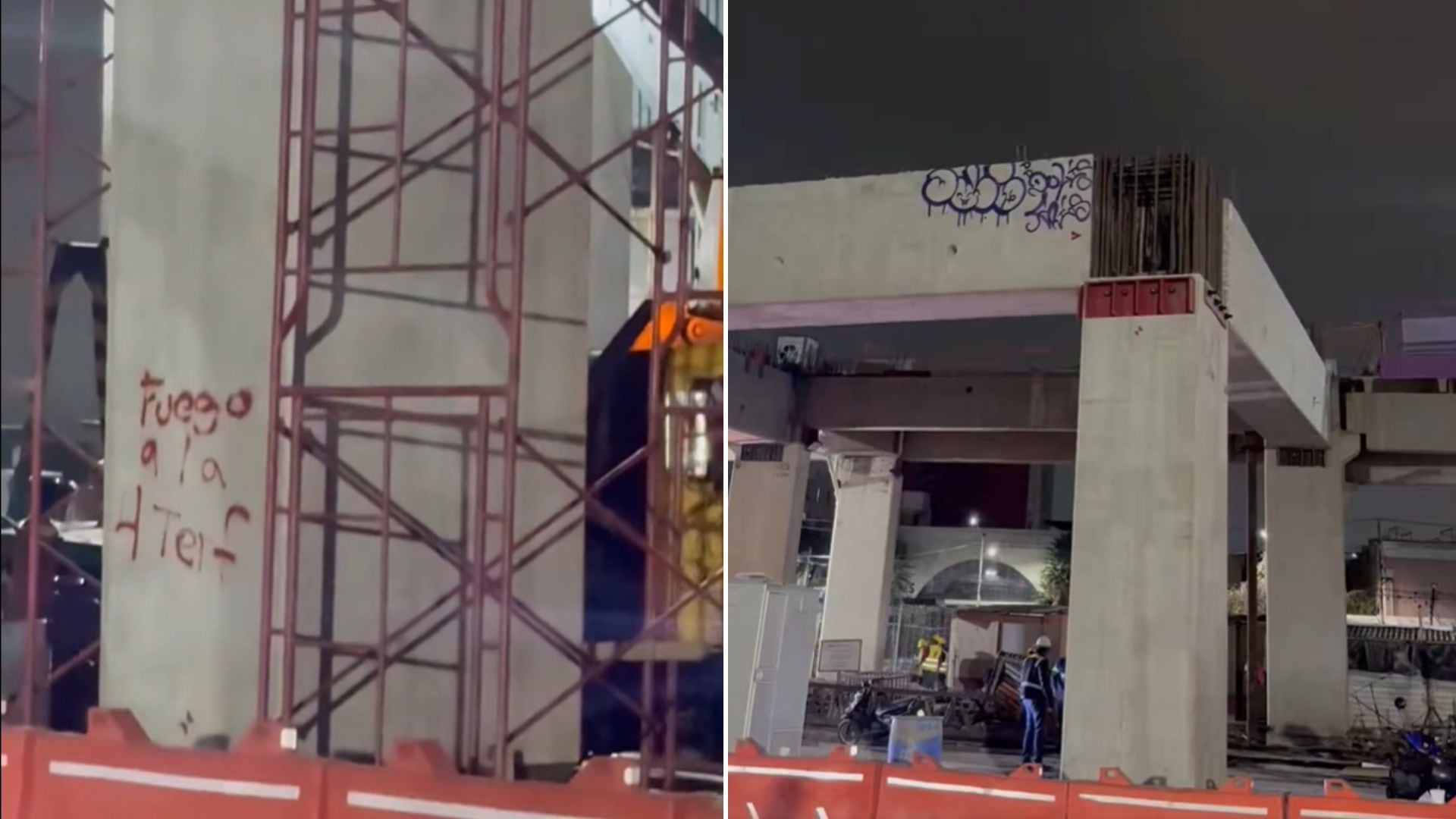 Filtran imágenes de la Calzada Flotante de Tlalpan con grafitis (X/ @LaloGonzalezM)