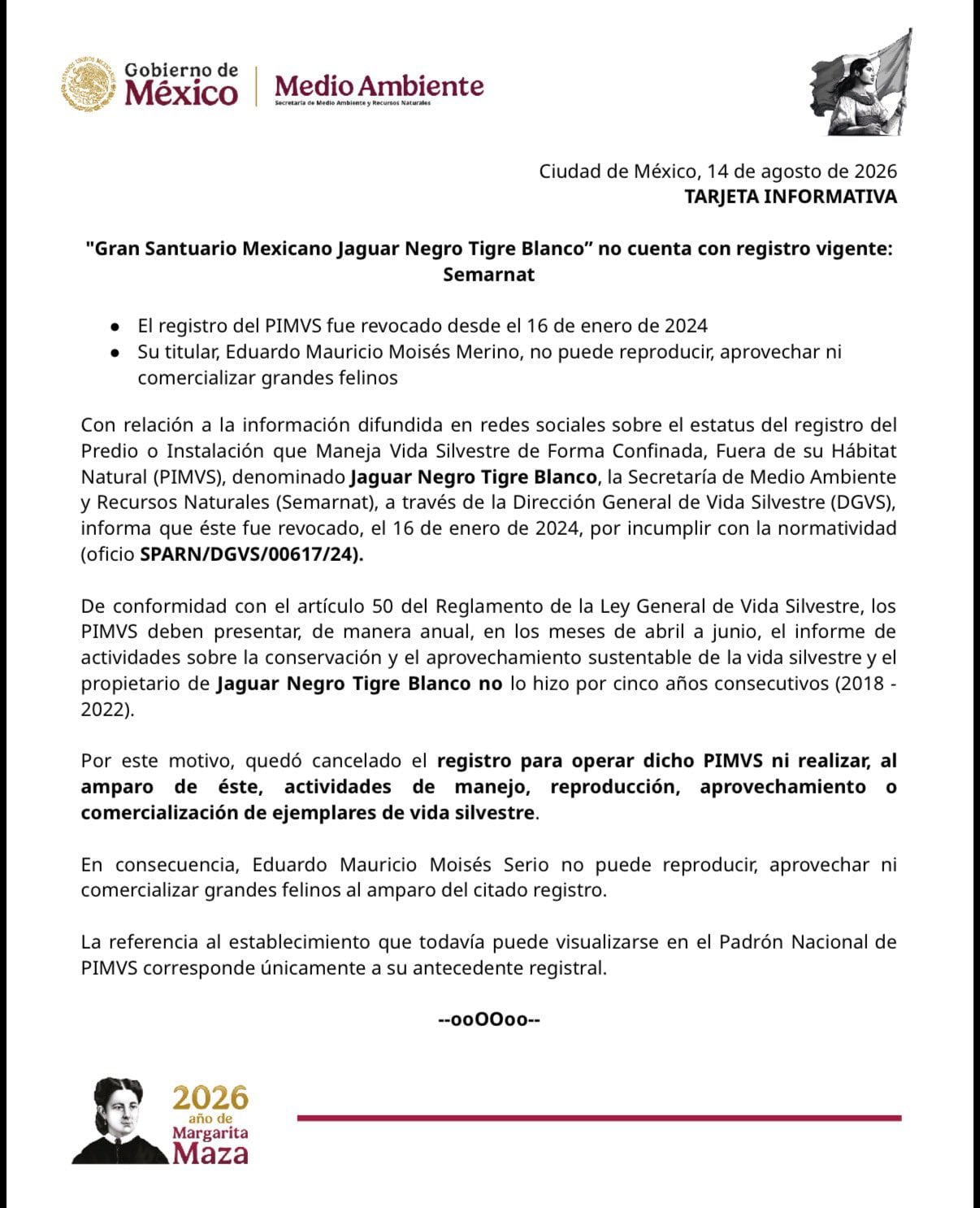 Comunicado de Semarnat