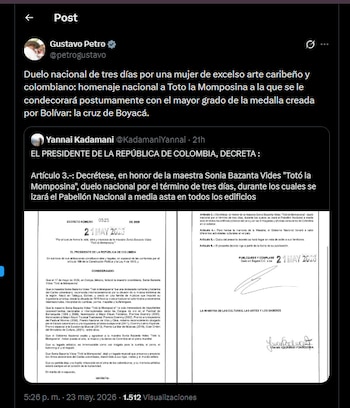 El anuncio lo hizo el mandatario a través de su cuenta de X - crédito @petrogustavo/X