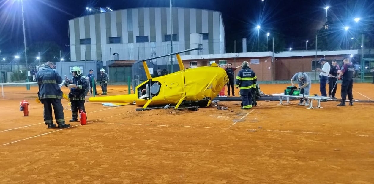 Cayó un helicóptero sobre las canchas de tenis del ex circuito KDT de Palermo