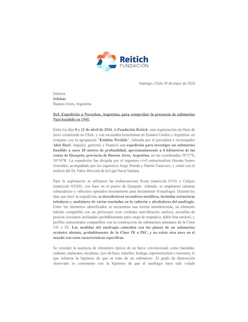 Facsímil del informe oficial de