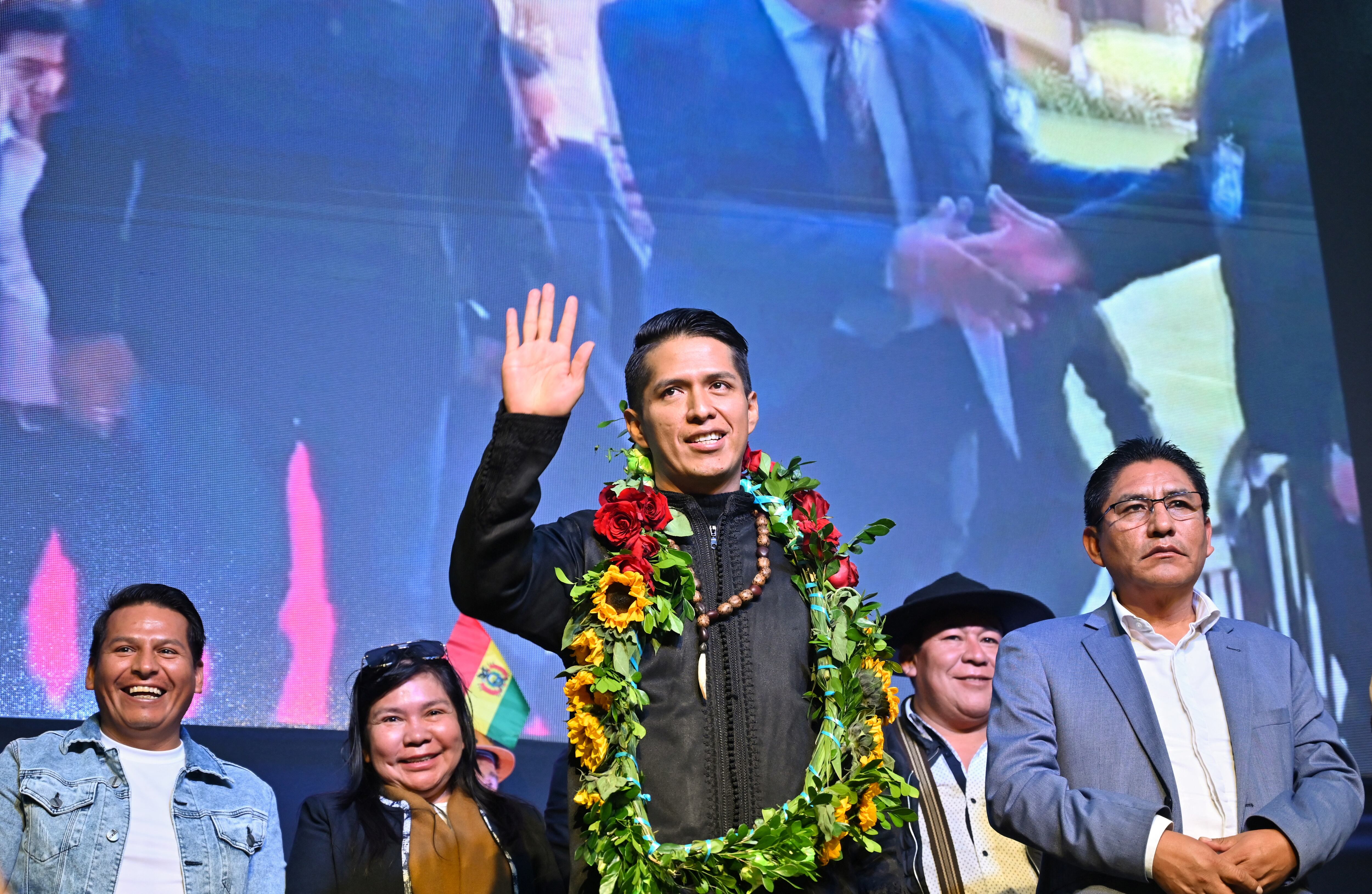 El binomio fue presentado en La Paz, Bolivia, el  19 de mayo de 2025. REUTERS/Claudia Morales