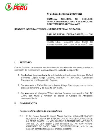 Pedido de Juntos por el Perú.