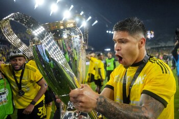 El Cucho Hernández quedó campeón de la MLS 2023 con el Columbus Crew y cerrará el año jugando con la selección Colombia - crédito Aaron Doster-USA TODAY Sports