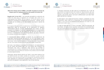 El Fondo del Magisterio informó que se acordó con Fecode la construcción de un plan de seguimiento por departamentos para garantizar la correcta implementación del modelo de salud de los docentes - crédito @FomagOficial/X