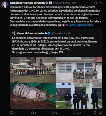 Aplaude Ronald Johnson el mega operativo de México contra el CJNG. Captura de Pantalla.