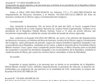 Congreso retira beneficios a Ollanta