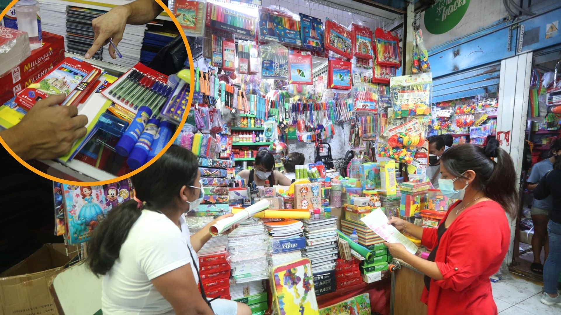 El precio de los útiles se encuentra en un monto módico en las galerías de Mesa Redonda. Crédito: Andina