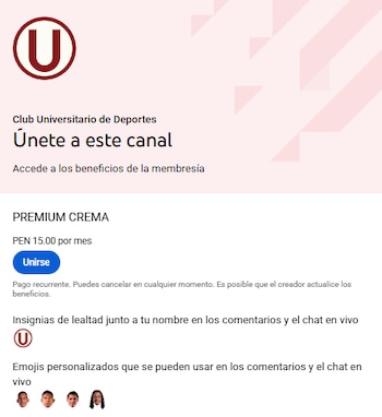 Membresía de Universitario para ver