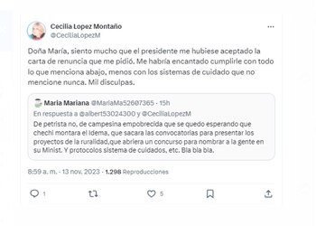 Cecilia López y su salida del ministerio de Agricultura