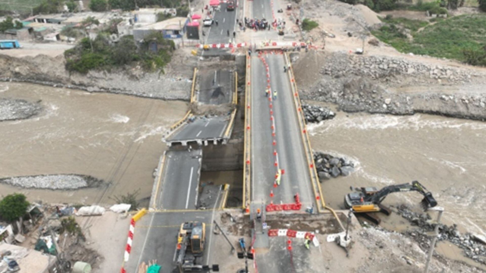El Ministerio de Transportes y Comunicaciones (MTC) anunció que la próxima semana comenzará la demolición del puente que colapsó el 14 de febrero en el km 80 de la Panamericana Norte, hecho que dejó tres muertos y numerosos heridos - Créditos: Andina.