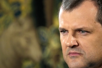 Gintautas Paluckas durante una conferencia