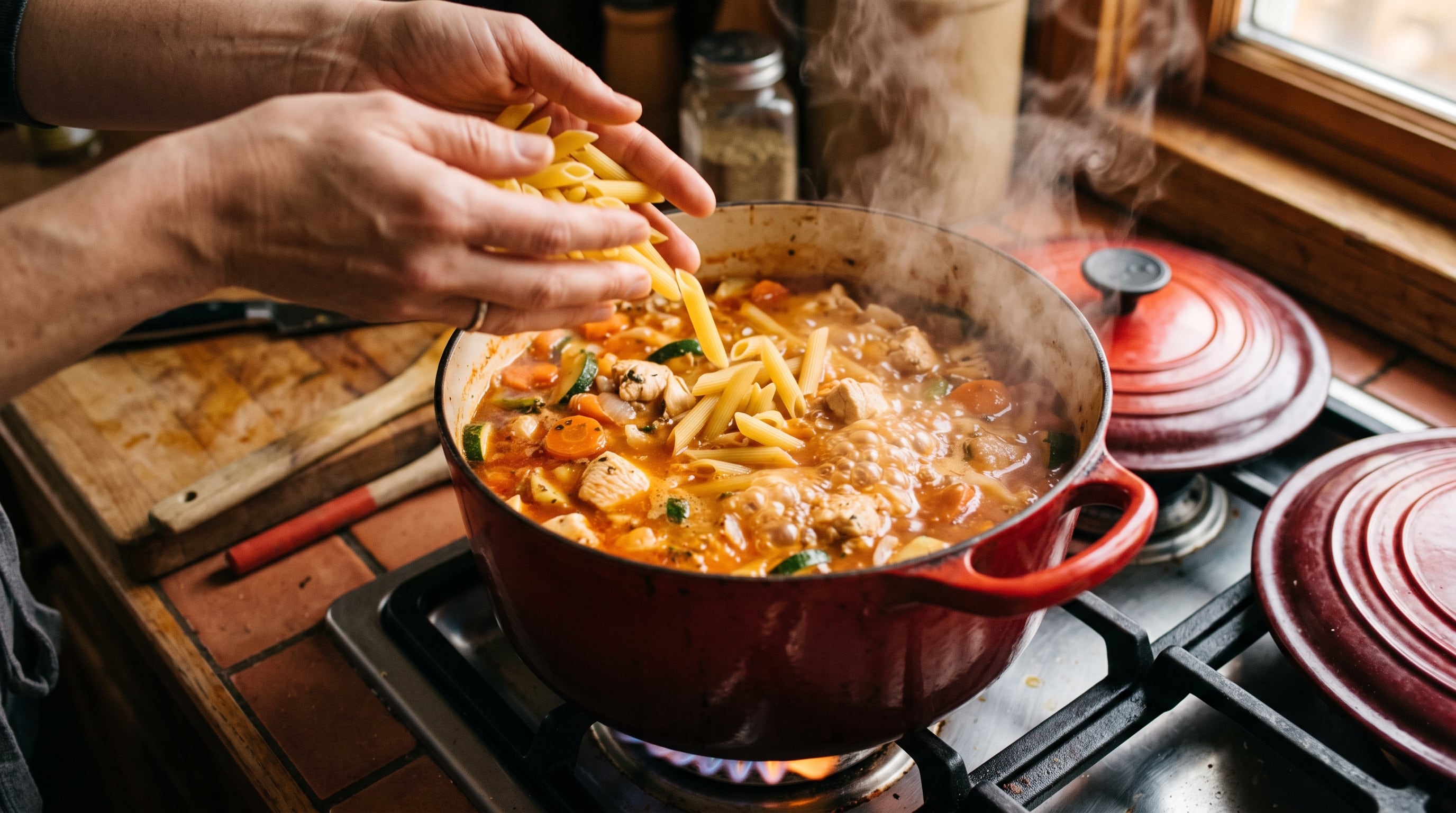 Los fideos deben cocinarse a hervor suave durante 8 a 10 minutos para absorber el sabor sin desarmarse (Imagen Ilustrativa Infobae)