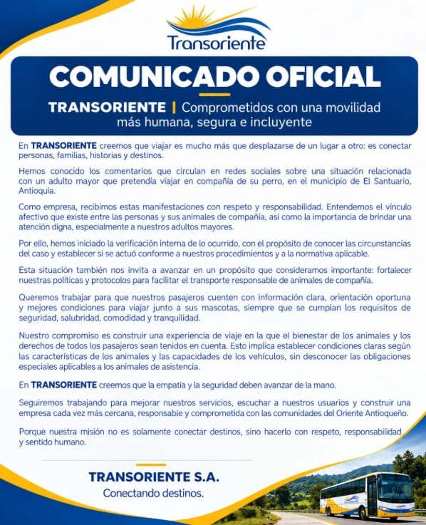 La empresa Transoriente inició una revisión interna para determinar si el conductor incumplió los procedimientos vigentes - crédito transorientevirtual / Instagram