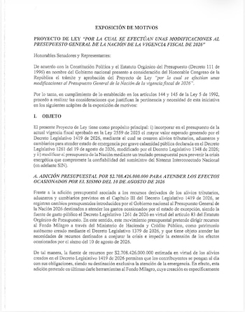 Ministerio de Hacienda - crédito suministrada