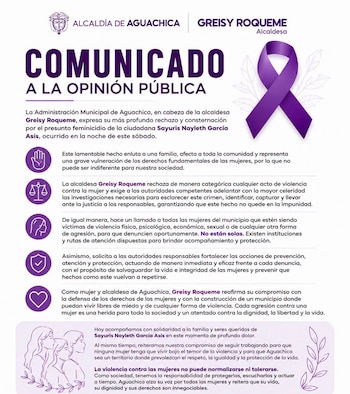 Las autoridades rechazaron el ataque y reafirmaron su compromiso con la protección de la vida, la dignidad y los derechos de las mujeres - crédito Alcaldía de Aguachica / Facebook