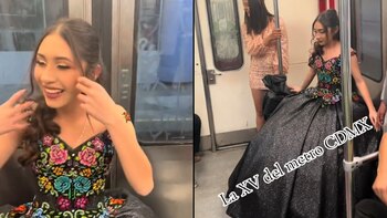 Viajando en la Línea 8 en compañía de su familia, la quinceañera se viralizó en TikTok y otras redes con su elegante vestido negro.
XV Años, Metro CDMX