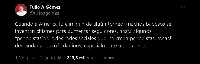 Tulio Gómez desmintió cualquier información sobre una estafa con el fichaje de Juan Fernando Quintero - crédito @tulioagomez/X