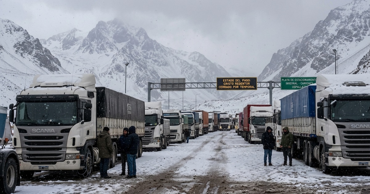 Caos en los Andes: más de 1.500 camiones varados por el cierre prolongado del Paso Cristo Redentor