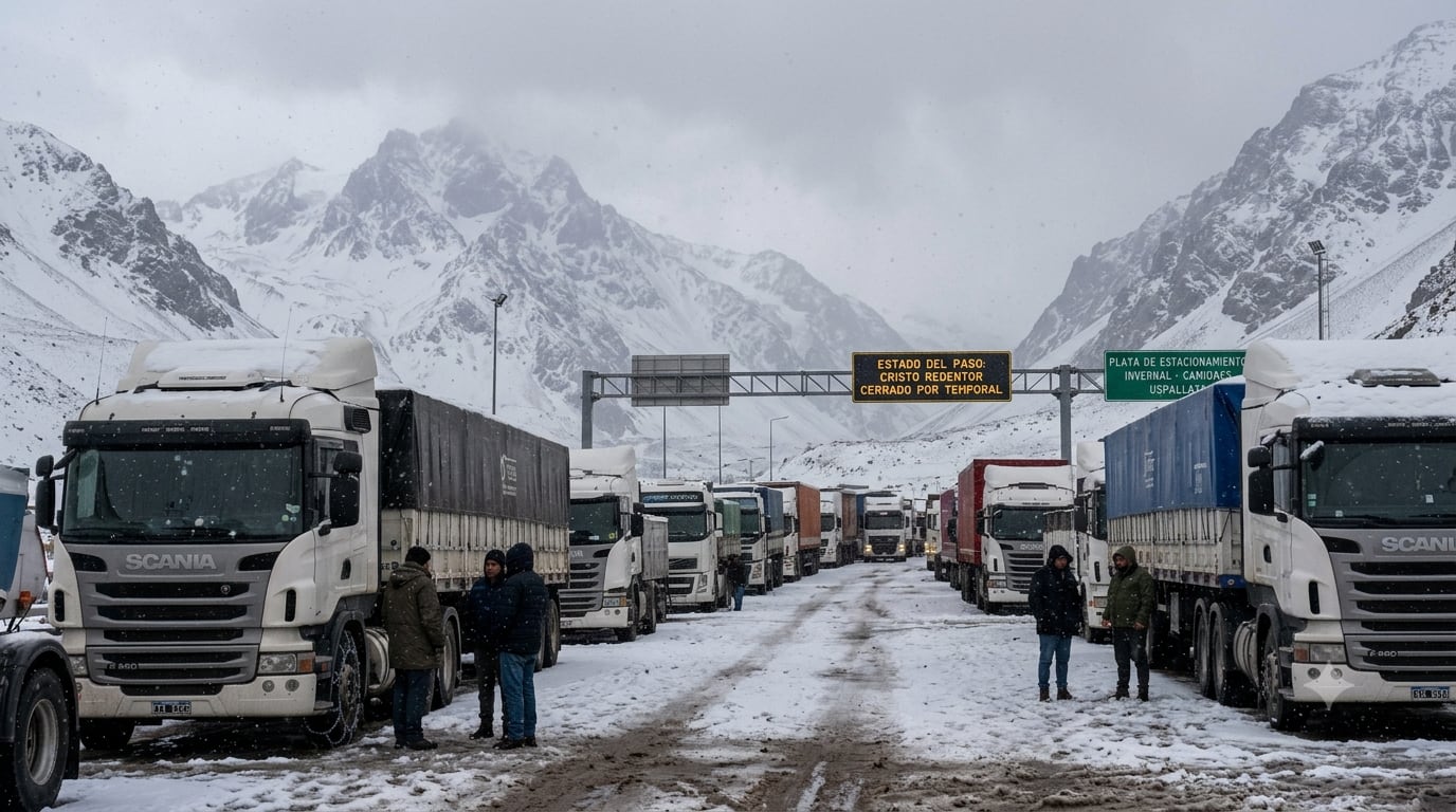 Los pasos fronterizos de Mendoza, Río Negro y Neuquén están cerrados por las fuertes nevadas y el viento blanco