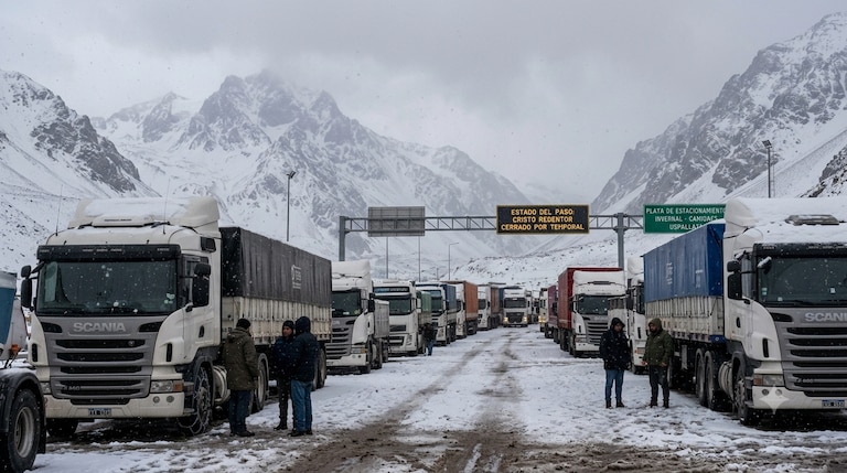 Cómo será el operativo para rescatar los 1.500 camiones varados por la nieve en el Paso Cristo Redentor Cómo será el operativo para rescatar los 1.500 camiones varados por la nieve en el Paso Cristo Redentor